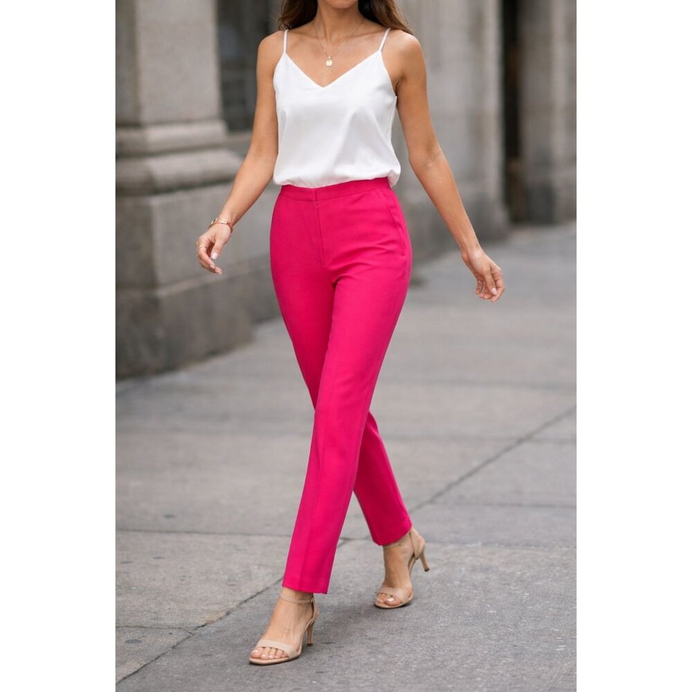 Charter Club Size 14P Womens Fuchsia Wide-Leg Dress Pants  Polyester